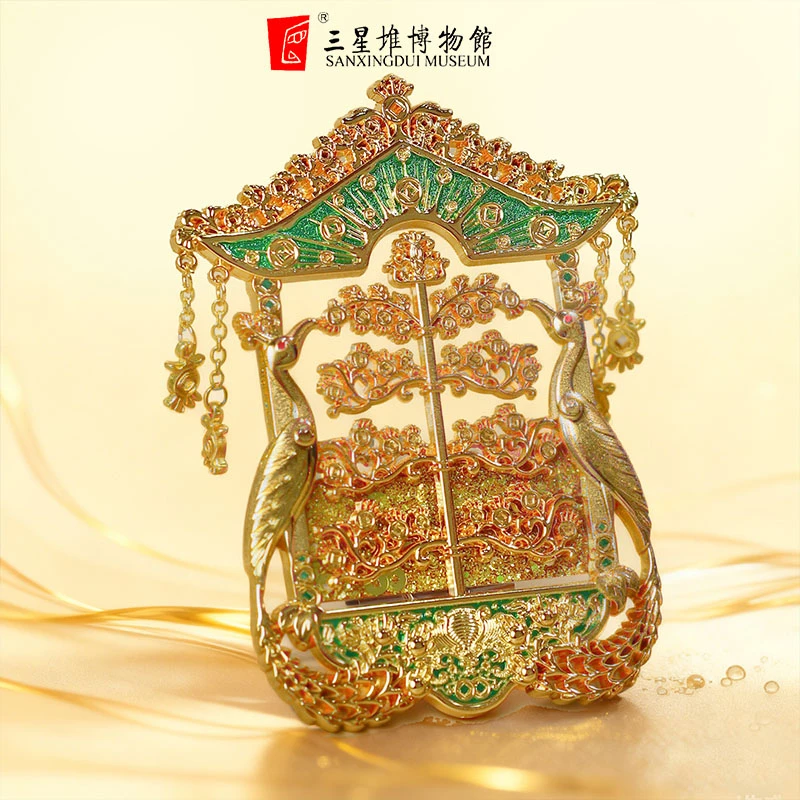 三星堆博物馆文创金属摇钱树流沙冰箱贴磁吸高颜值礼品创意古风