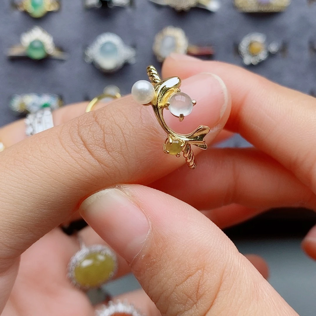 可***e翡翠银S925镶嵌戒指11111