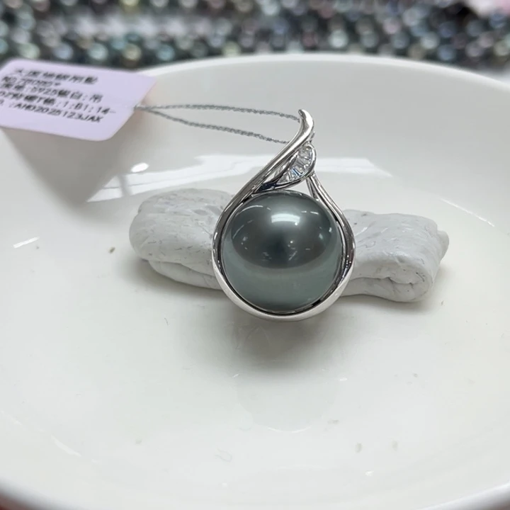 银S925镶嵌吊坠(不含链)海水珍珠14-15m 49号
