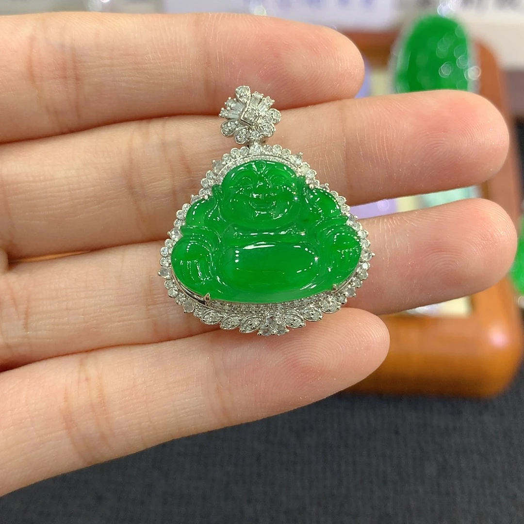 【闪购商品】吊坠(不含链)18K金镶嵌翡翠佛公