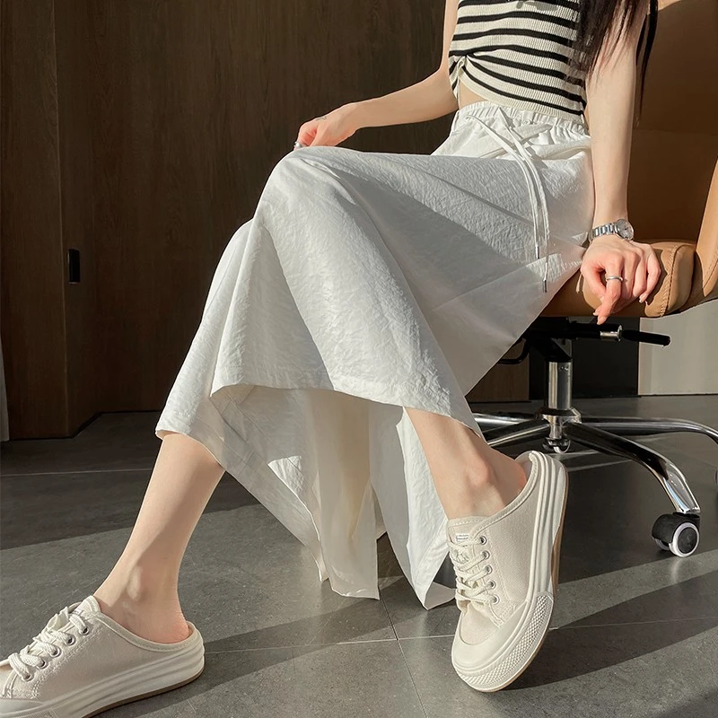 VONSRMAN高级感时尚休闲裤裙女夏季高腰垂感气质阔腿裤防晒a字开