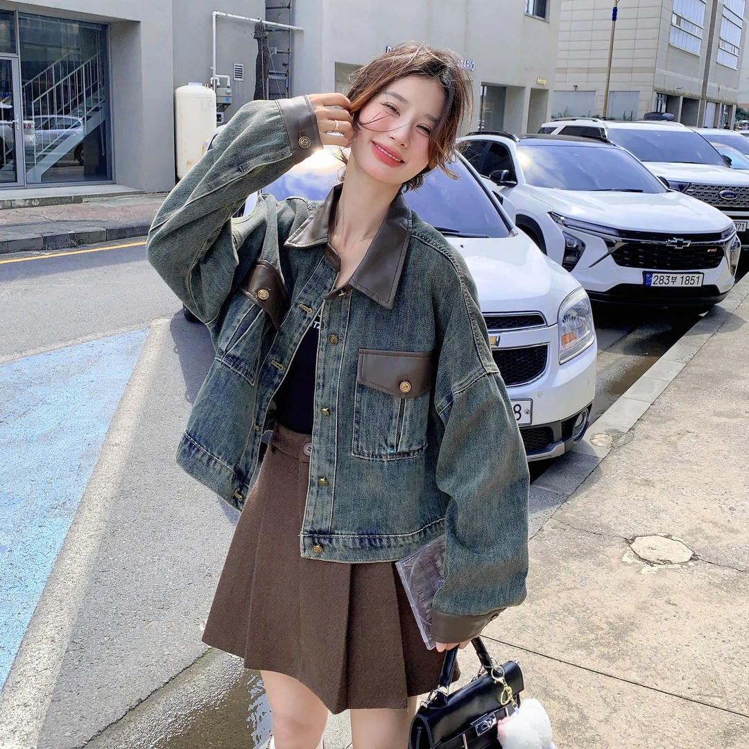 港风拽酷小个子女款牛仔外套2025秋季新款休闲百搭洋气短款夹克