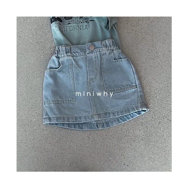 miniwhy韩国童装代购"时髦简约方口袋小短裙 女宝新minipoint25春