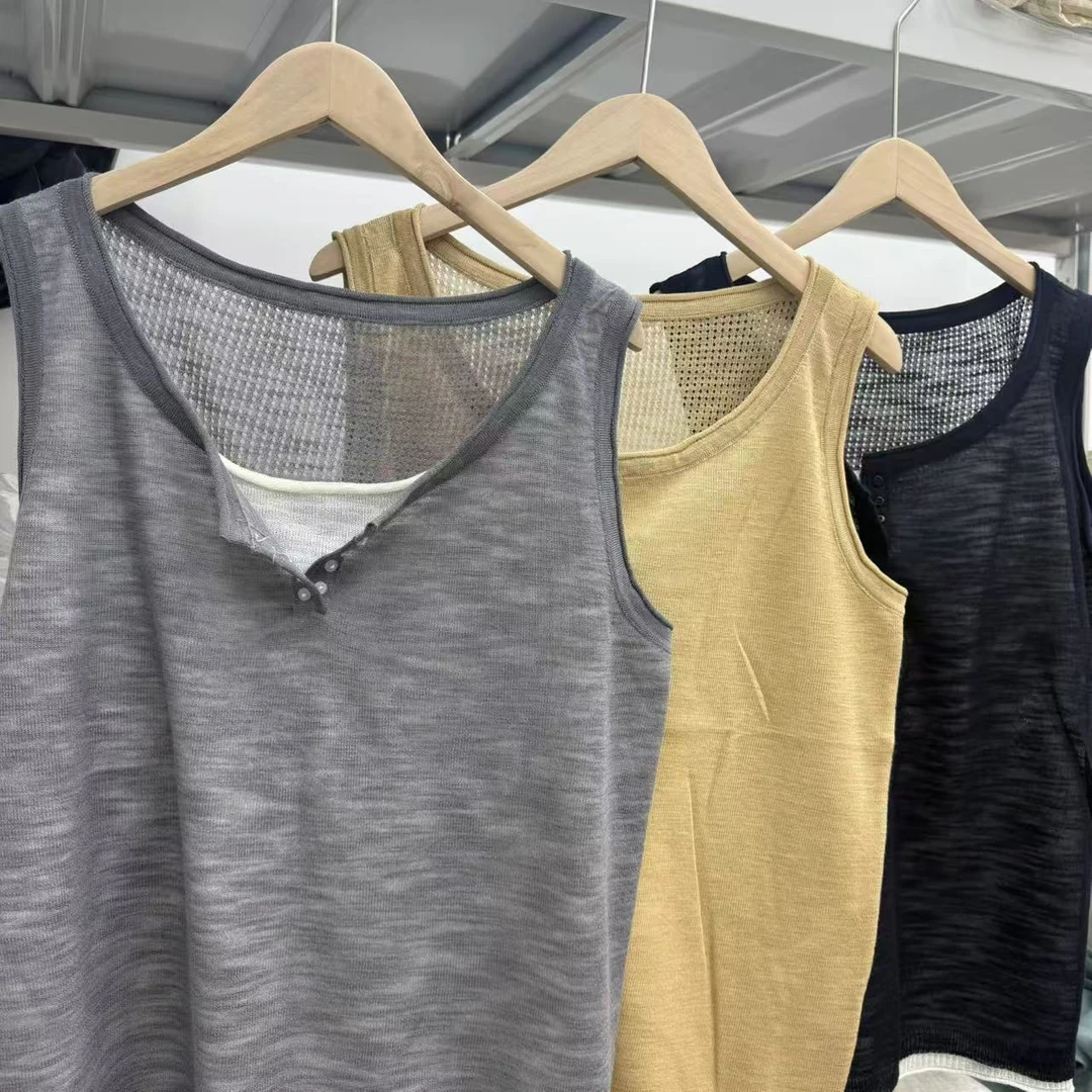 针织镂空假两件背心内搭