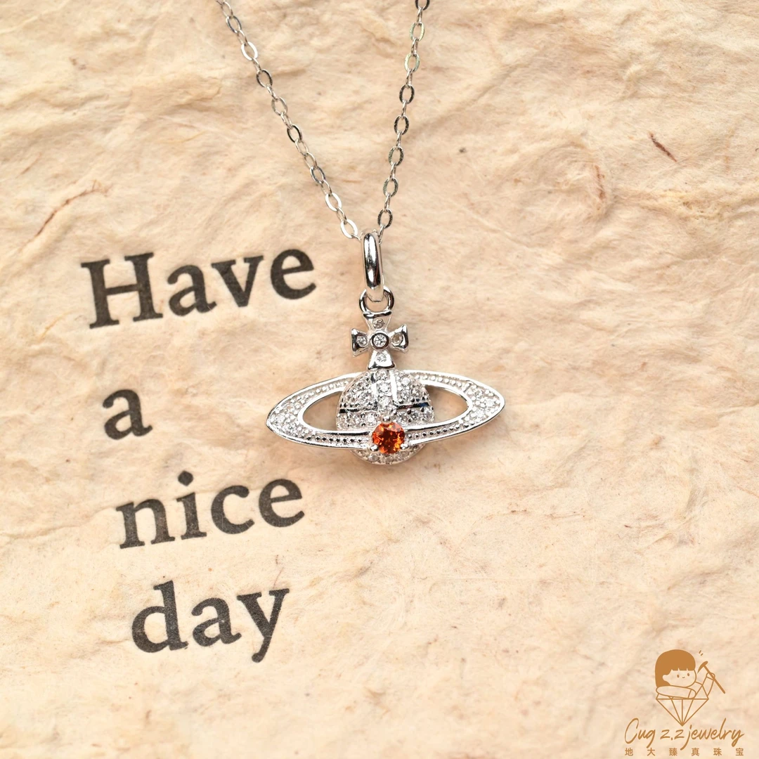 天然黄水晶吊坠土星设计款礼物吊坠925银
