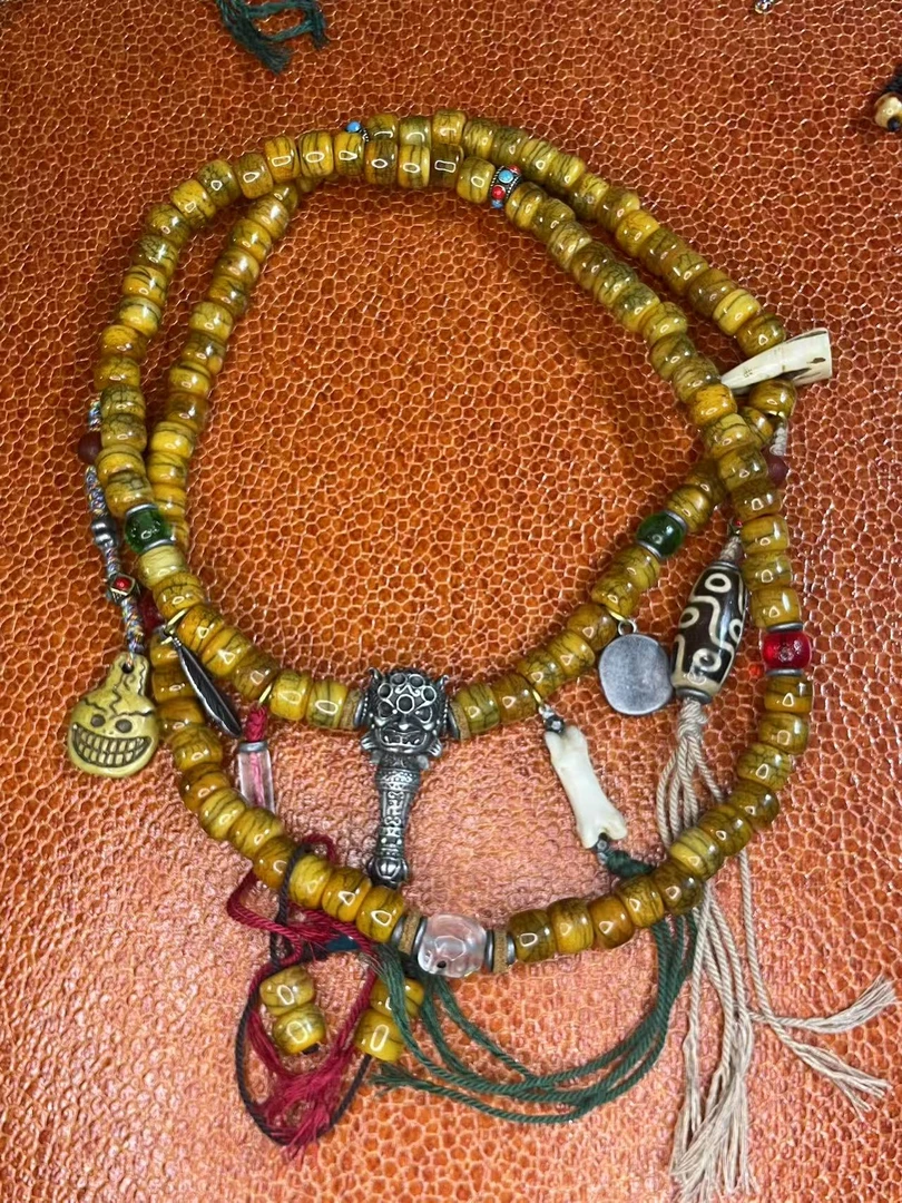 非金属珐琅项链 052牛骨复古光珠项链彩色链子配饰加三通满工满配