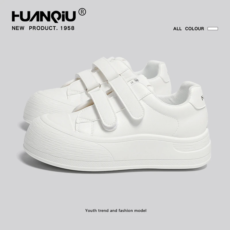 环球魔术贴厚底小白鞋女款2025秋季新款增高休闲板鞋百搭通勤女鞋