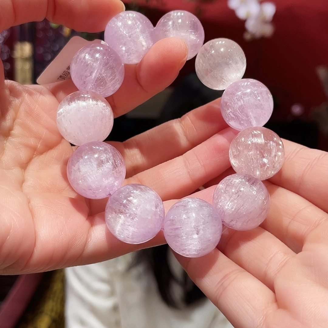 锂辉石紫锂辉圆珠大手串未镶嵌