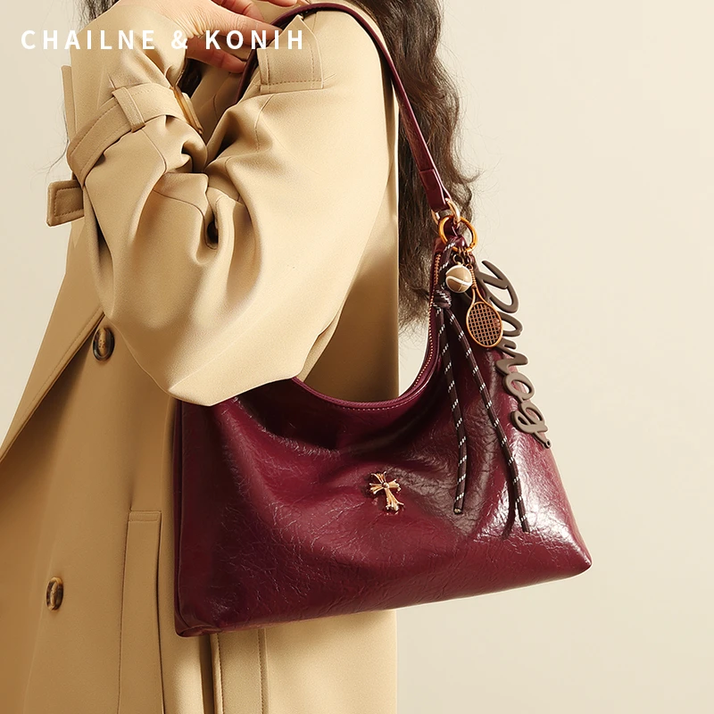 2025新款托特包女红色包包时尚大容量婚包女新娘包日常可用腋下包