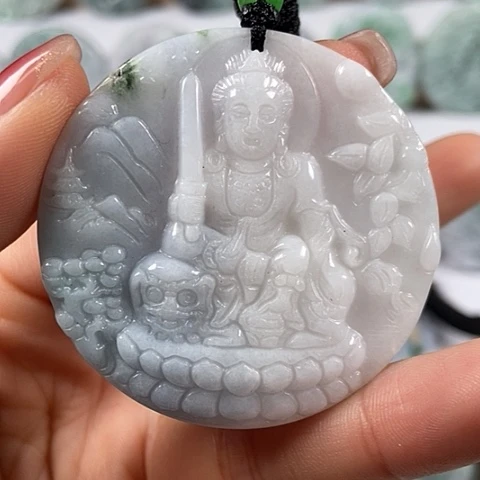 翡翠颈饰未镶嵌文殊菩萨福利