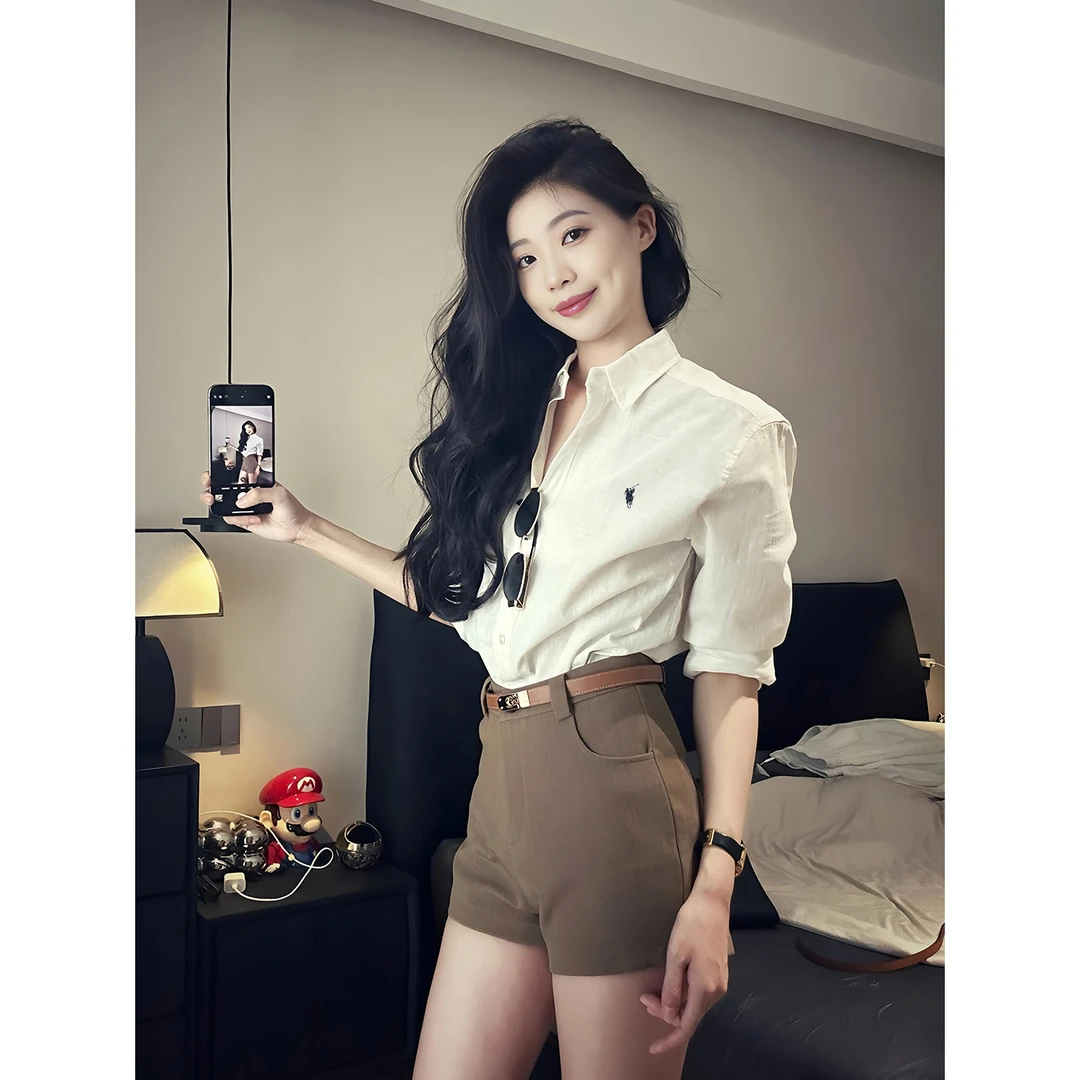 换装计划盐系轻熟复古冷淡系职业女装简约短袖衬衫夏季休闲短裤子
