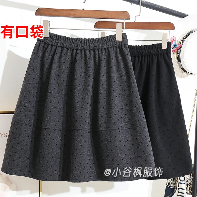 爆款灰色波点毛呢半身裙短裙女秋冬2025新款口袋A字蓬蓬冬裙半裙