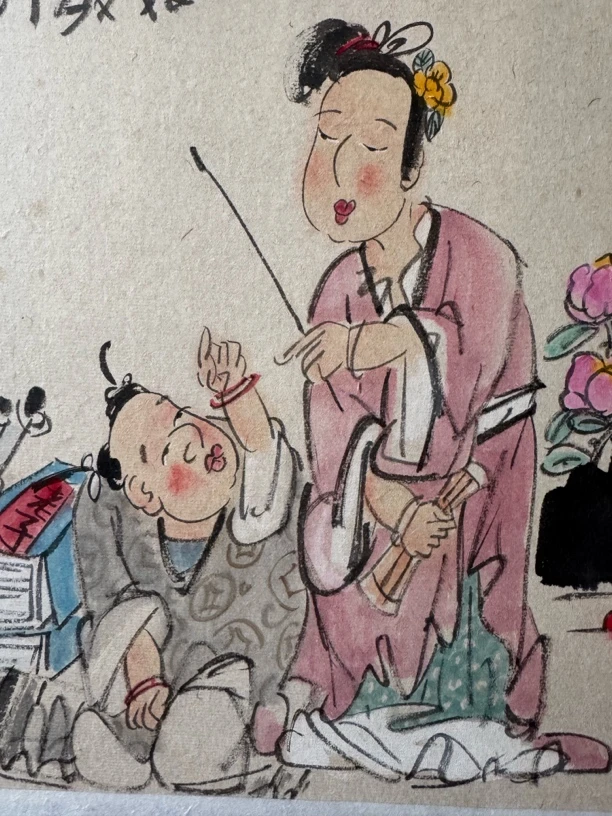 三娘教子 畫心尺寸：28x28cm 外框尺寸40✘40cm