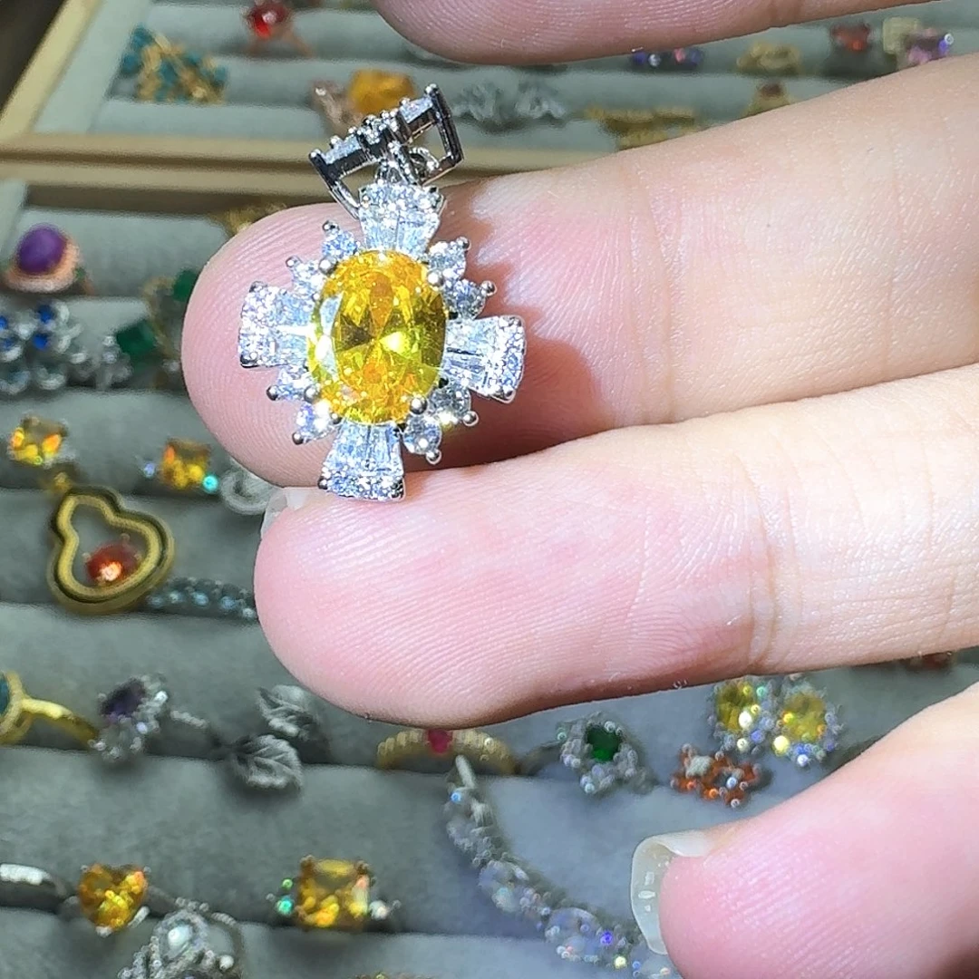 托帕石戒指银S925镶嵌