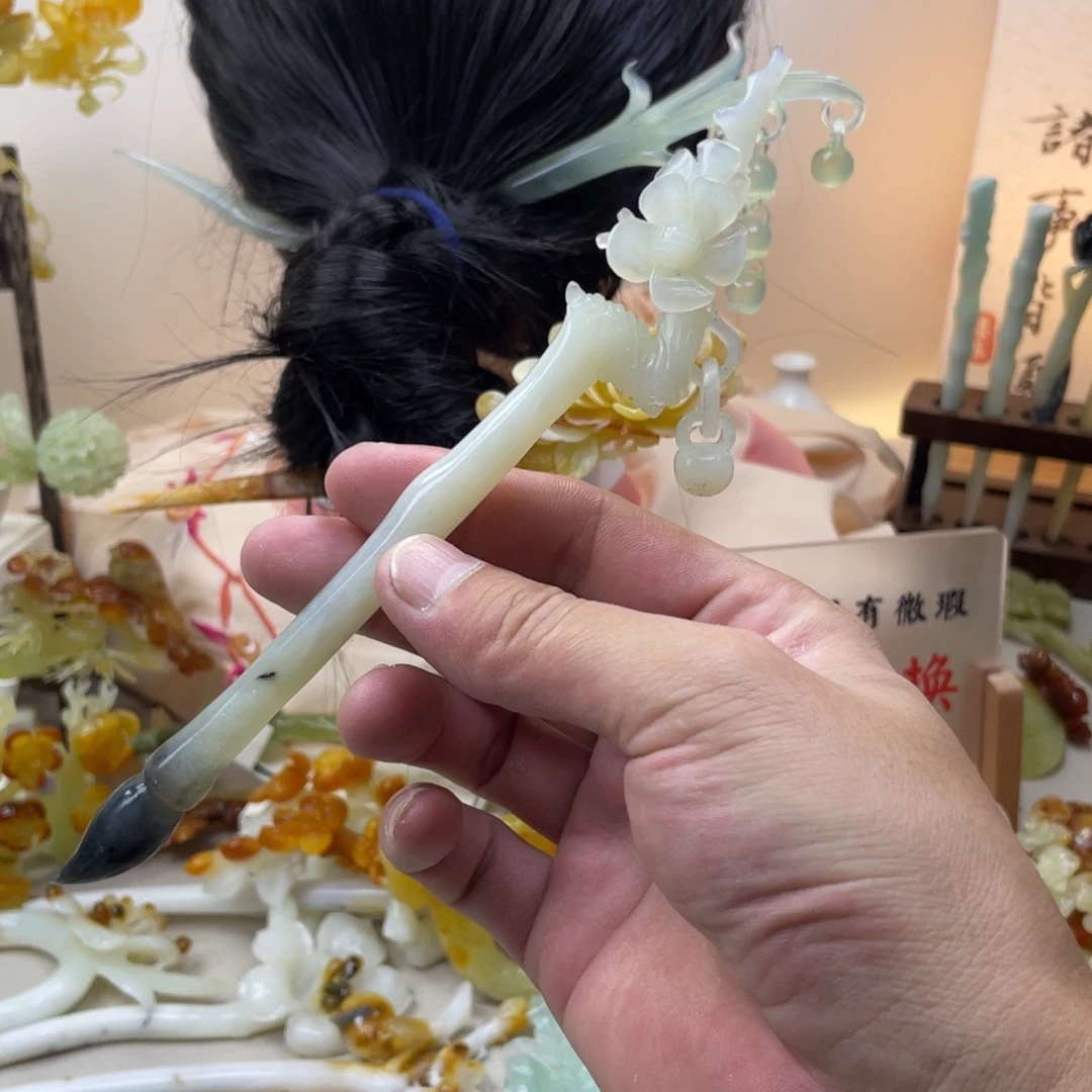 蛇纹石玉合金发饰发簪