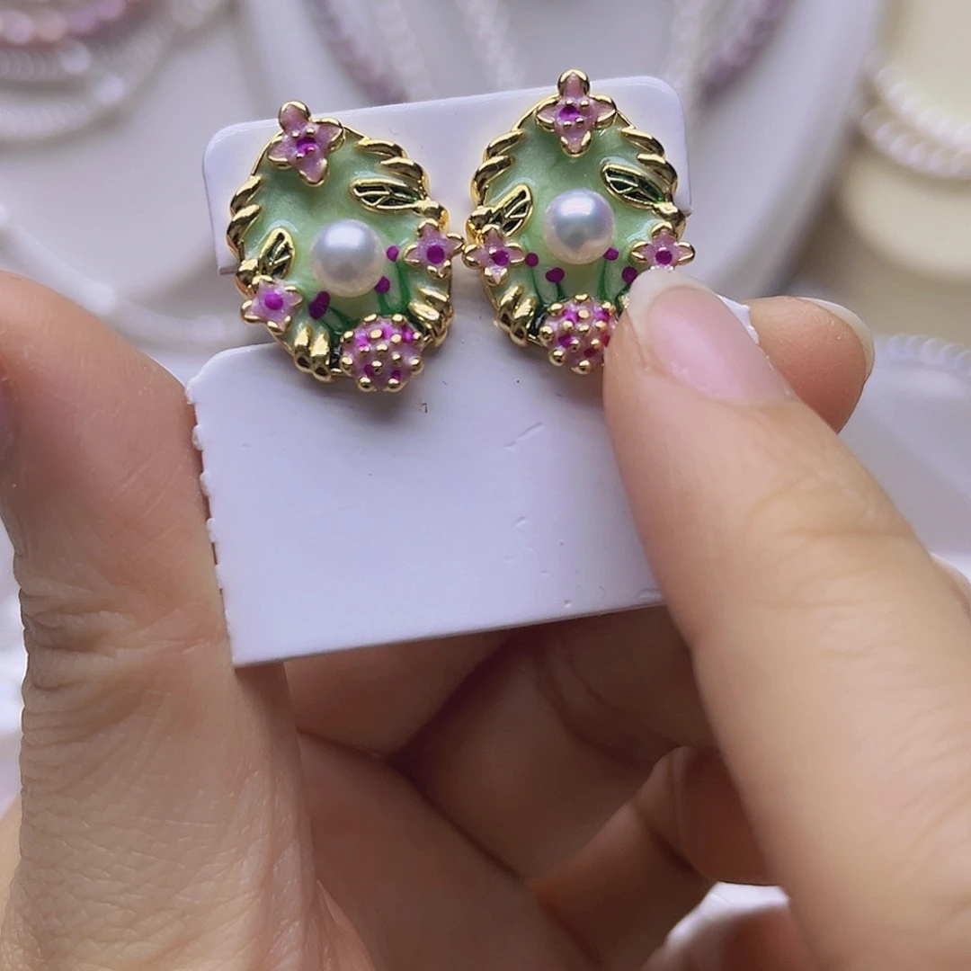 银S925镶嵌吊坠或者耳钉淡水珍珠