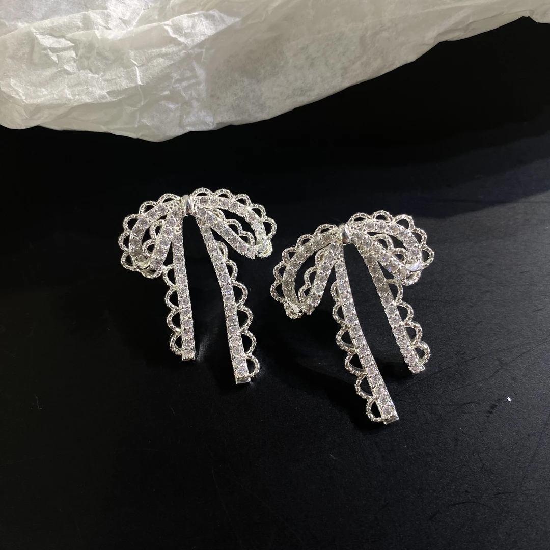 铜合金合成锆石耳饰 镂空钻结耳环 2961