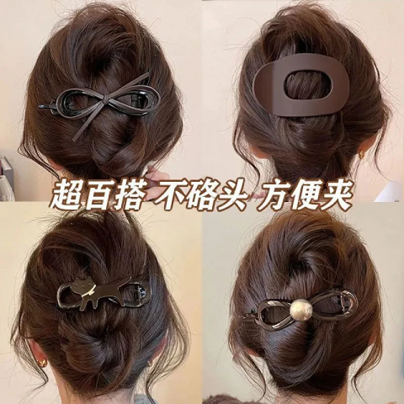 磨砂鸭嘴夹大号后脑勺盘发抓夹女2025款发夹高级感发卡头饰除螨贴