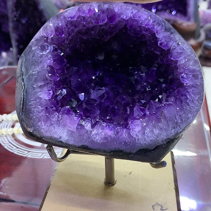 石材手****?天然乌拉圭紫水晶钱袋子摆件