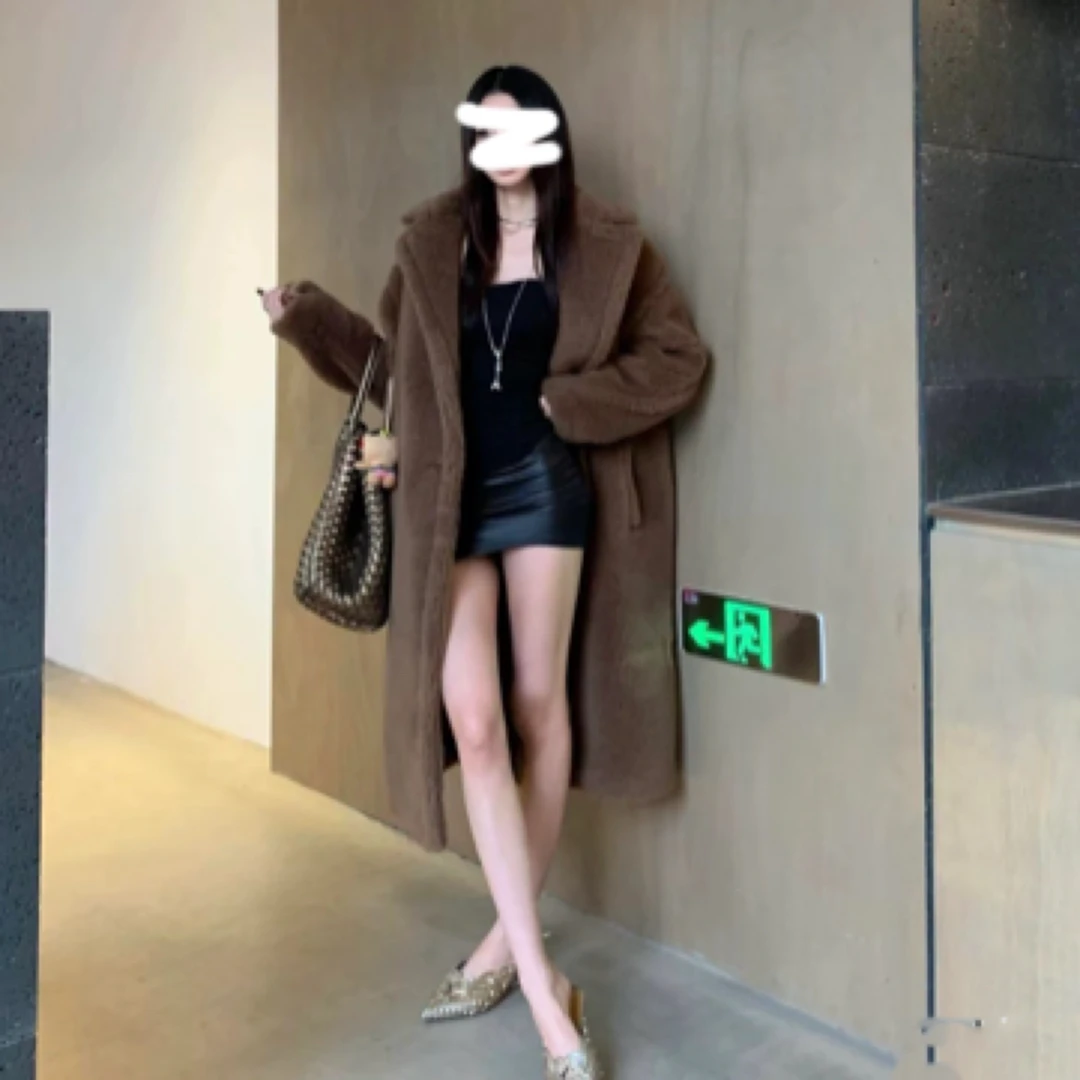 99新 MaxMara 000583 泰迪Teddy系列 翻领纽扣长款长袖大衣 S码