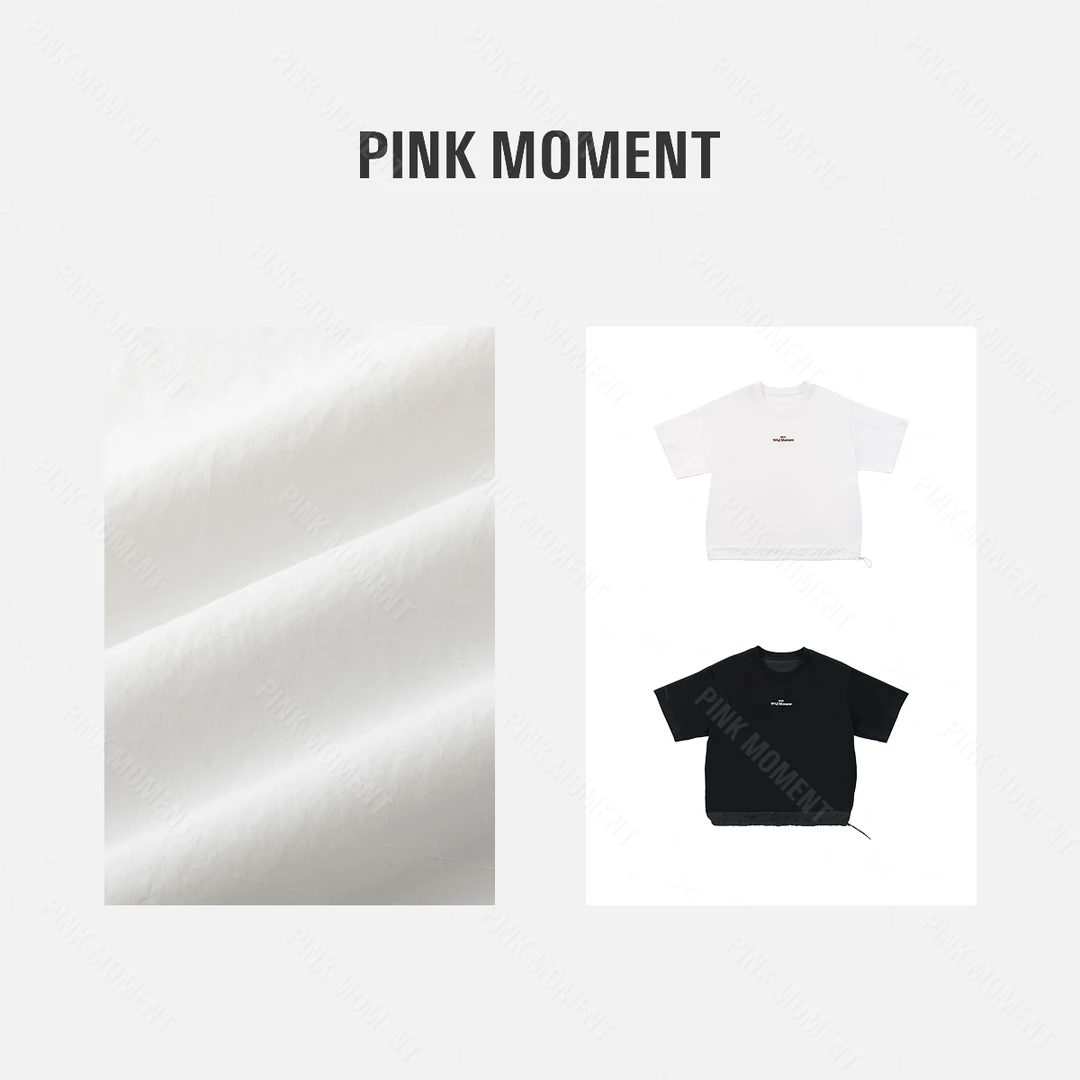 PM王囡囡 黑/白英文字母圆领短袖T恤 ND1A0119