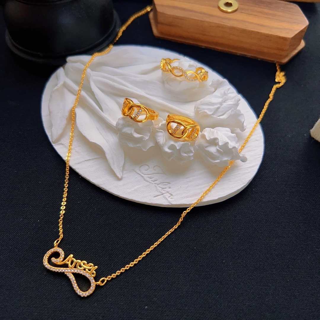 铜合金锆石项链 哈尼西牧时尚百搭三件套#0008877