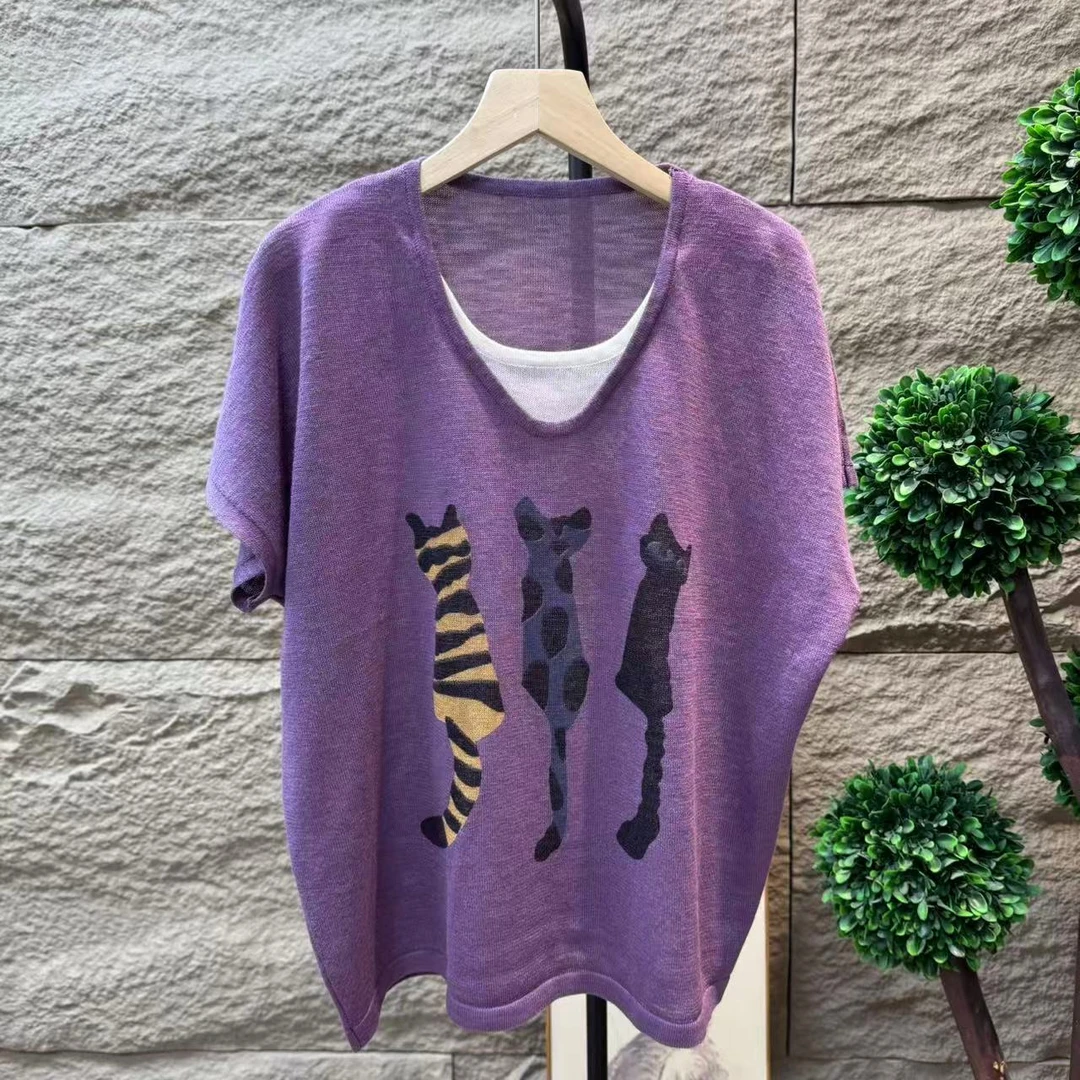 12970新款夏季气质休闲减龄针织T恤