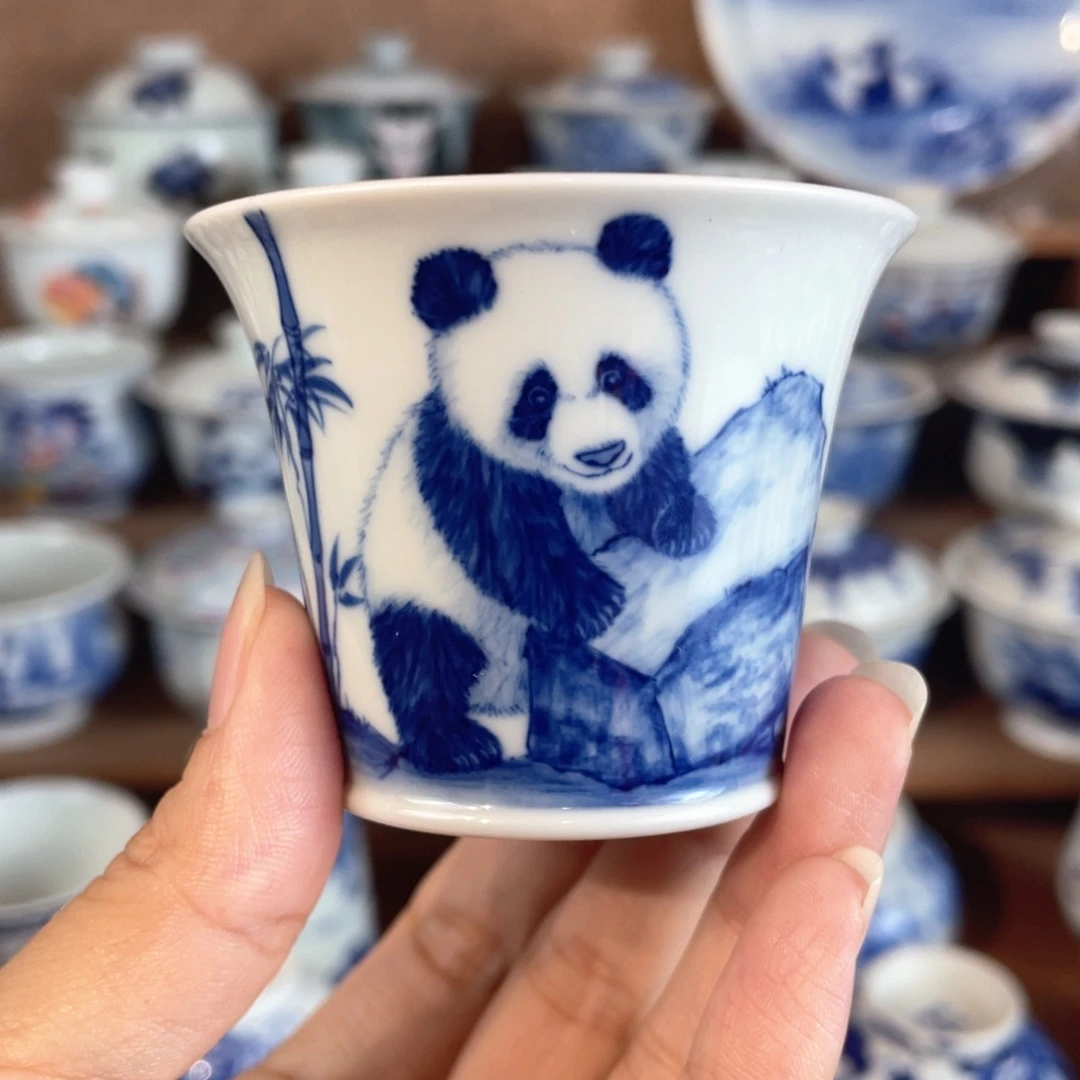 泥藝瓷梦熊猫幼崽小单杯