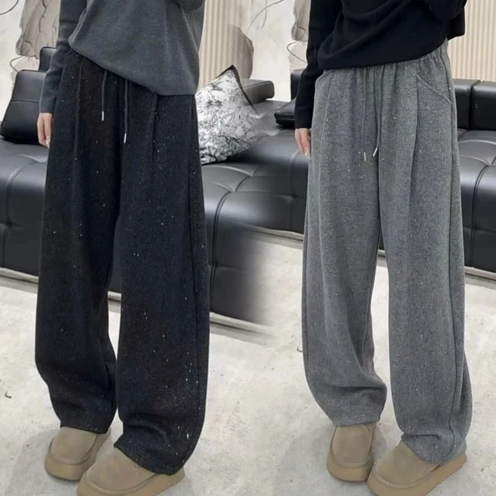 孕妇裤子秋冬季外穿加绒高腰宽松撒银弯刀运动裤休闲百搭孕妇卫裤