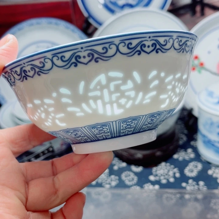 青花玲珑5寸饭碗千里江山