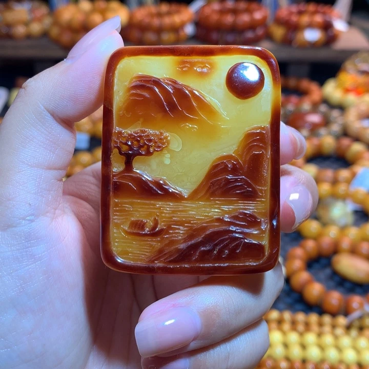 琥珀未镶嵌吊坠(不含链)蜜蜡吊坠