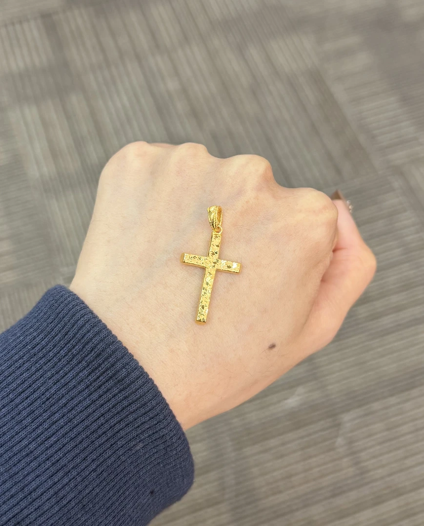 足金999 碎冰十字吊坠