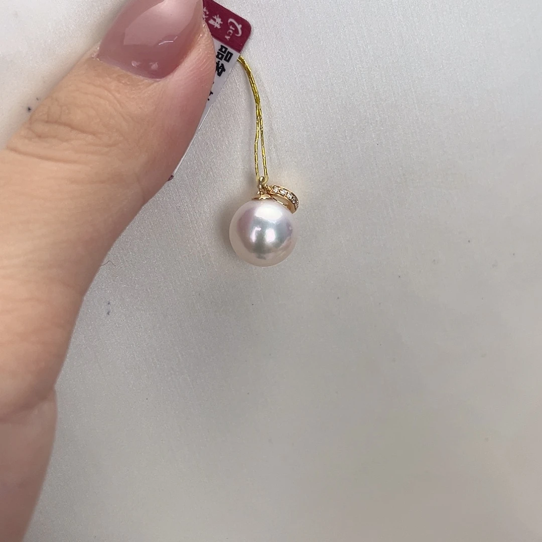 海水珍珠18K金镶嵌颈饰澳白万能扣无暇