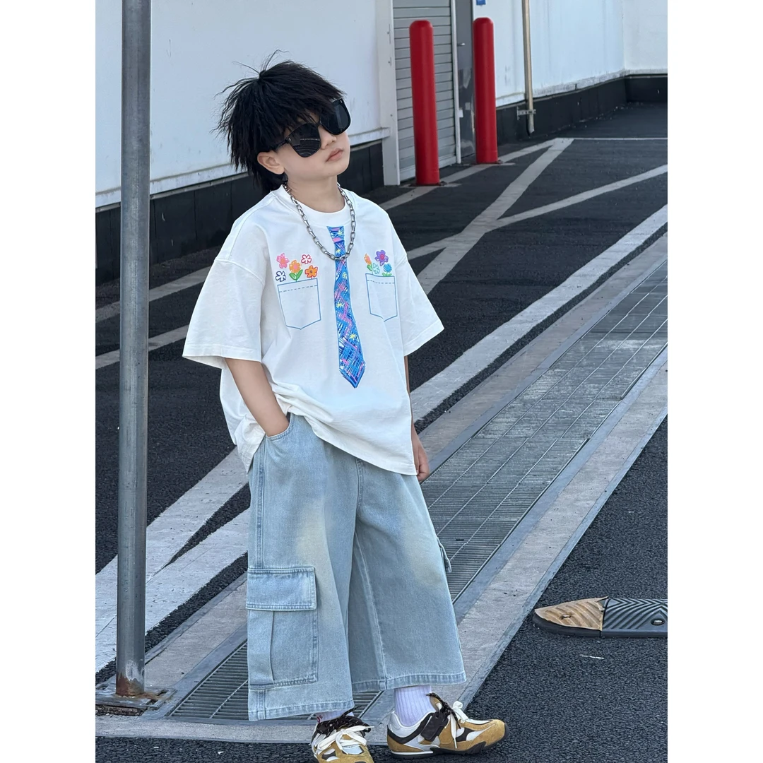 现货THE LUHAN【前卫不羁】夏季洋气亲子装中大童韩版印花T恤25193