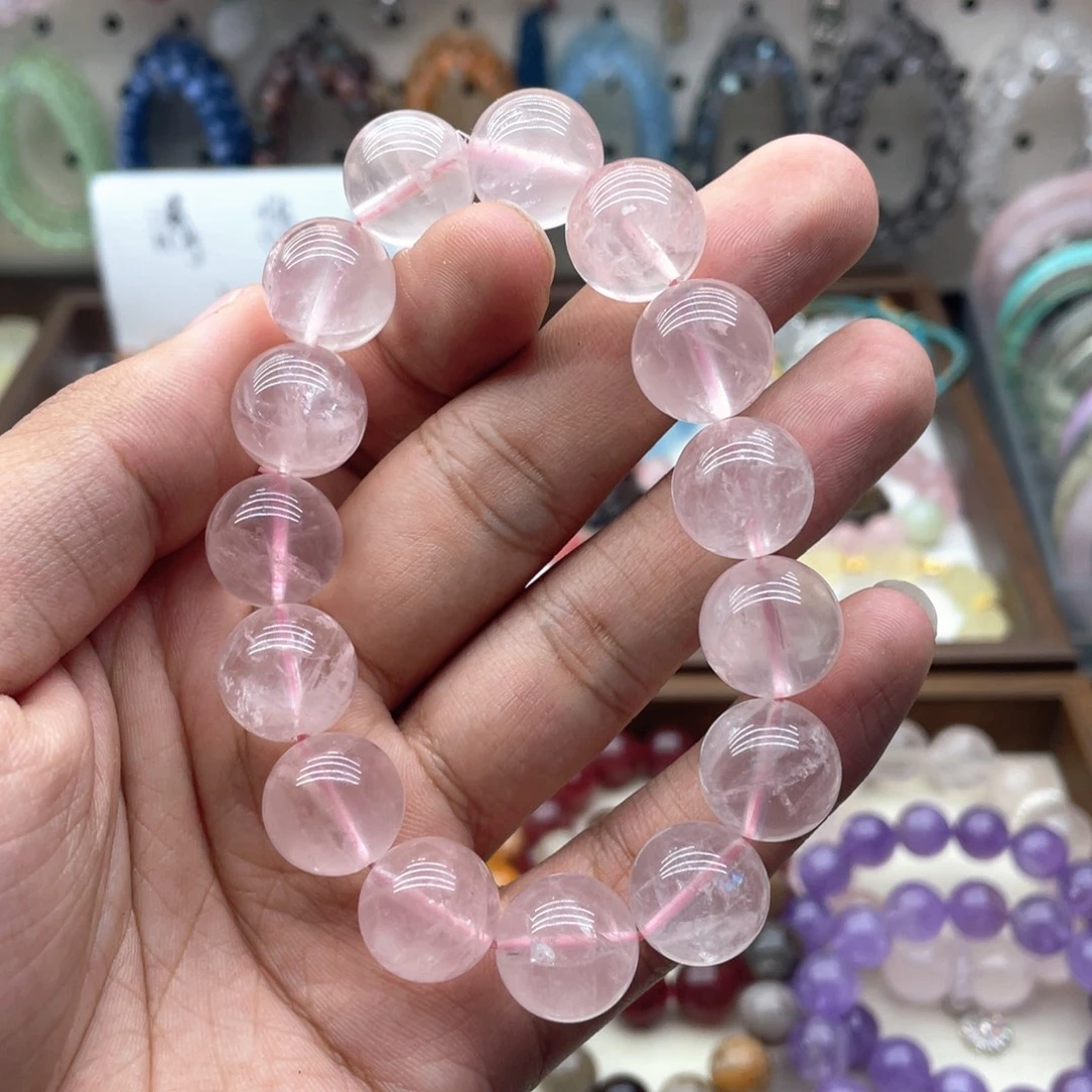 银S925镶嵌烟晶手链15咪粉水