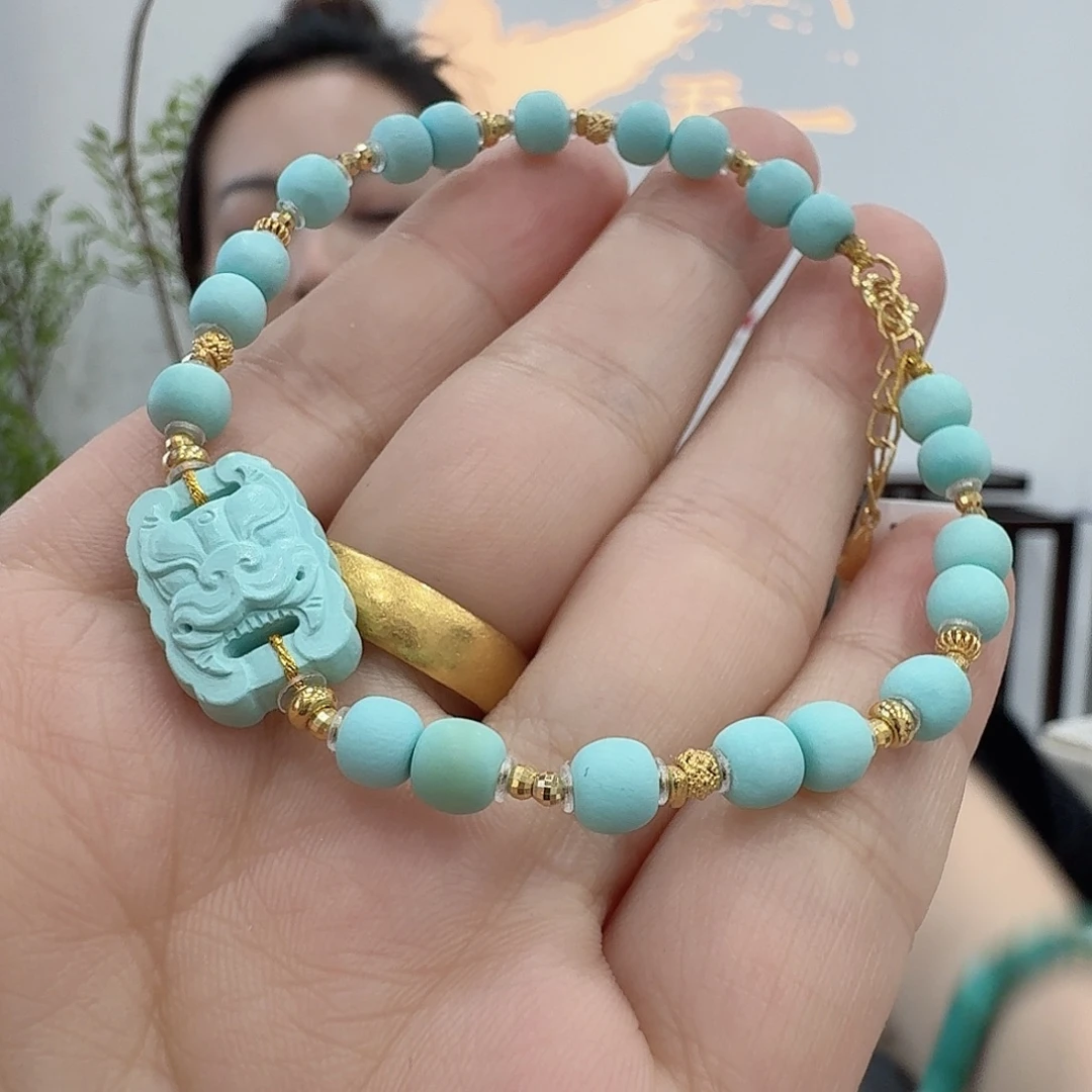 绿松石18K金镶嵌珠宝半成品