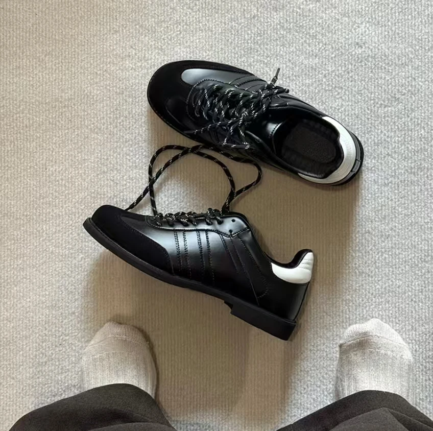 Cleanfit复古德训小皮鞋男士黑色亮漆皮高级英伦风休闲通勤德比鞋