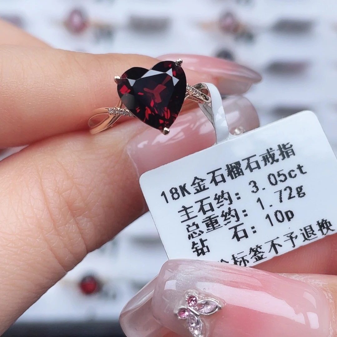 石榴石戒指18K金镶嵌