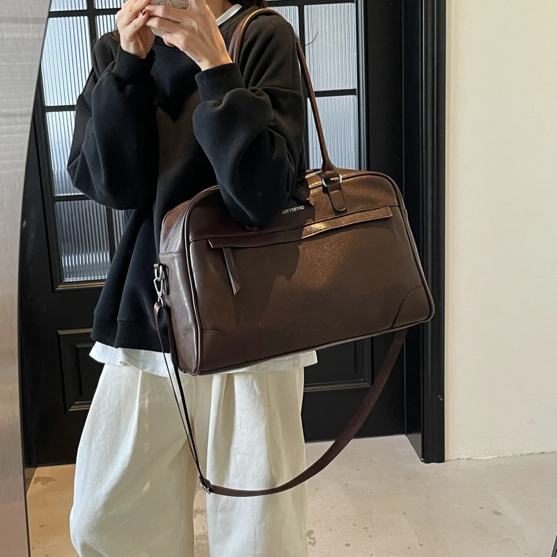 手提单肩短途旅行包女士出差旅游行李包学生上学收纳包时尚健身包