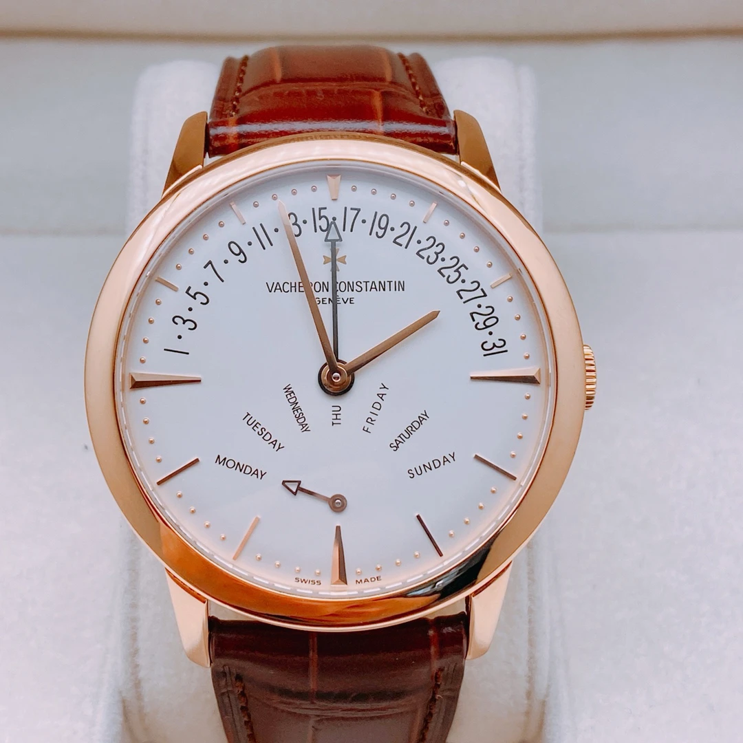 99新 Vacheron Constantin/江诗丹顿 玫瑰金 42.5mm 皮带 折叠扣