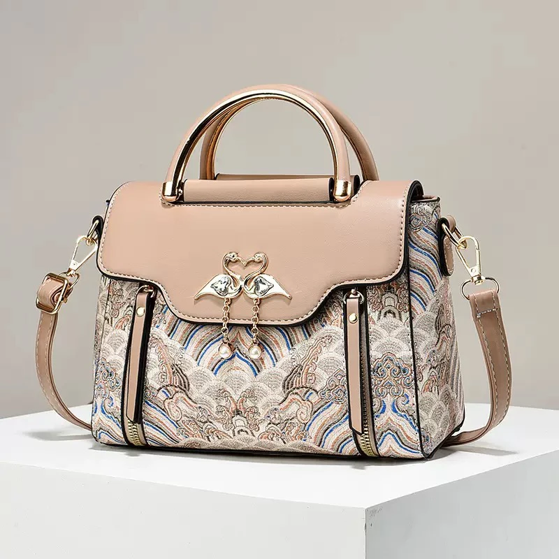 新款刺绣撞色包包女手提包跨境小众百搭单肩斜跨包质感洋气