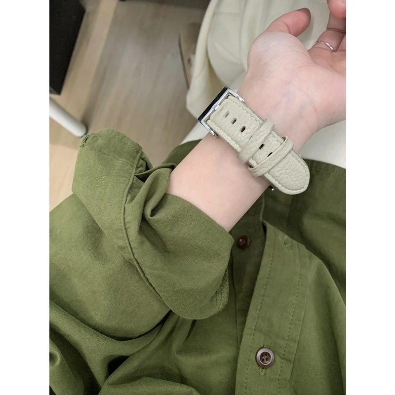 氛围感显白100%棉绿色衬衫女韩系休闲时尚百搭气质衬衣长袖上衣潮