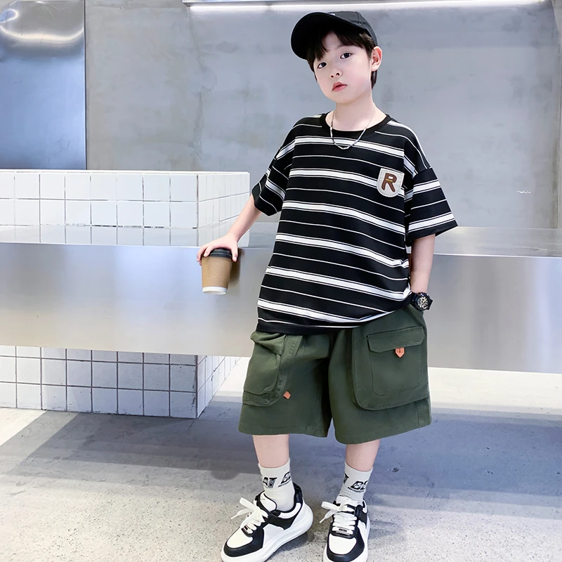 儿童装男童夏装套装2025新款夏季薄款中大童夏款男孩运动酷帅气潮