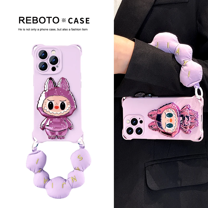 小怪兽补妆镜适用【苹果系列】手机壳新款可手提硅胶防摔女轻奢时尚