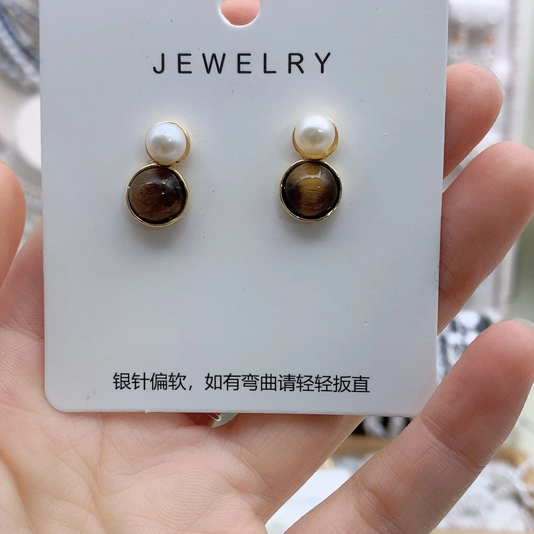 淡水珍珠耳饰银S925镶嵌