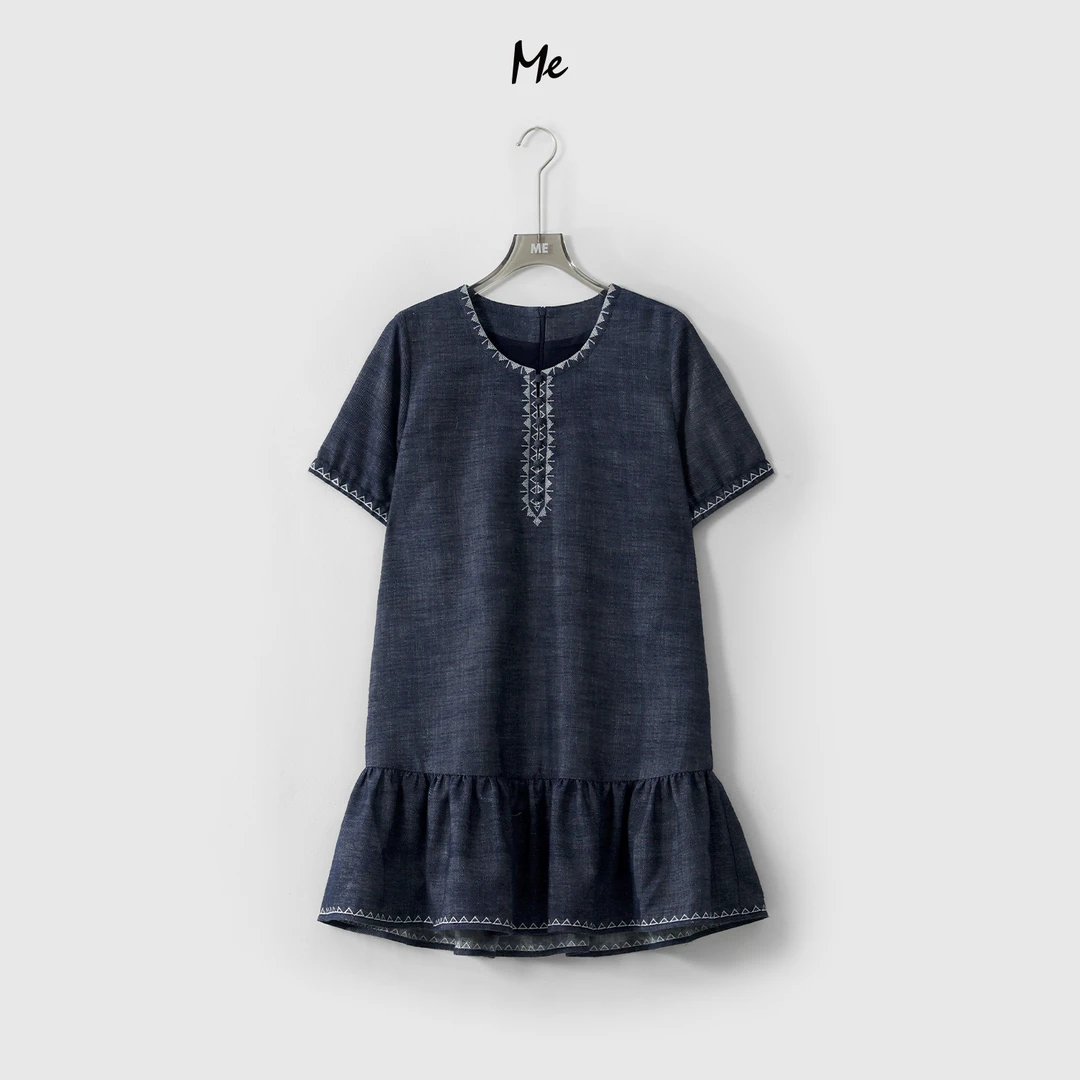 ME【波嬉刺绣连衣裙】民族风刺绣显瘦时尚休闲短袖连衣裙MESS4066