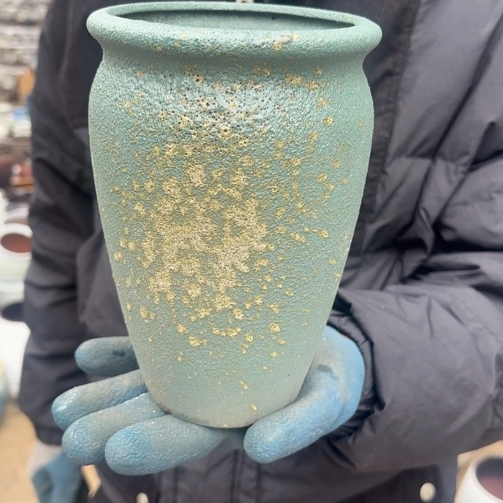 紫砂茶碗绿口径12*18一个