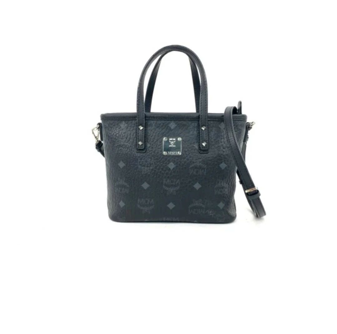 99新 MCM MCM黑色菜篮子斜挎包 16389