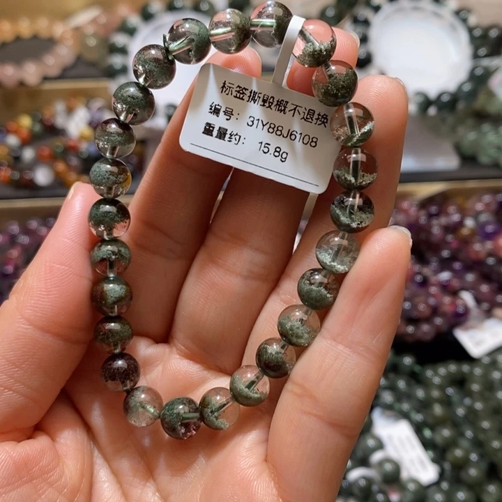 水晶手链未镶嵌绿幽灵聚宝盆手链