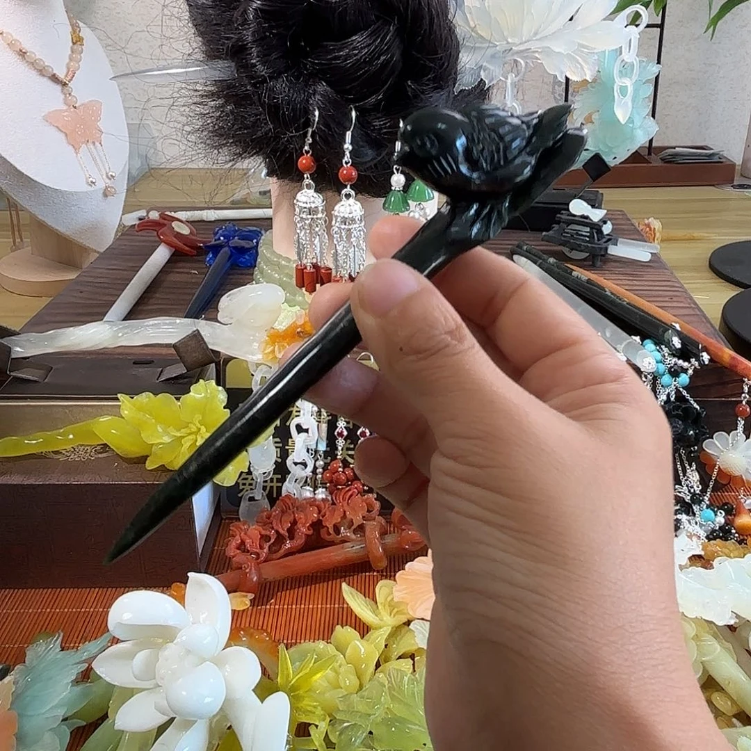 蛇纹石玉合金发饰